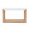 Sane Console Sofa Table | 50" White Faux Marble Top with Shelf | Brown