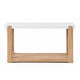 Sane Console Sofa Table | 50" White Faux Marble Top with Shelf | Brown