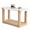 Sane Console Sofa Table | 50" White Faux Marble Top with Shelf | Brown