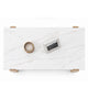 Sane Console Sofa Table | 50" White Faux Marble Top with Shelf | Brown