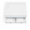 Lesi Coffee Table | 47" Glass Top | 2 Drawers | LED Glam White