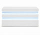 Lesi Coffee Table | 47" Glass Top | 2 Drawers | LED Glam White