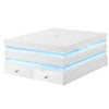 Lesi Coffee Table | 47" Glass Top | 2 Drawers | LED Glam White