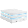 Lesi Cocktail Table | 39" Glass Top | 2 Drawers | LED Glam White