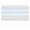 Lesi Cocktail Table | 39" Glass Top | 2 Drawers | LED Glam White