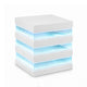 Lesi Side End Table | 20" Glass Top | 2 Drawers | LED Glam White