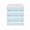 Lesi Side End Table | 20" Glass Top | 2 Drawers | LED Glam White