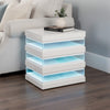 Lesi Side End Table | 20" Glass Top | 2 Drawers | LED Glam White