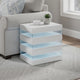 Lesi Side End Table | 20" Glass Top | 2 Drawers | LED Glam White