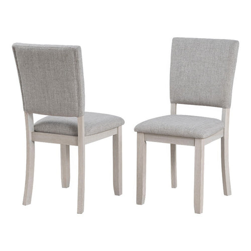 Sesa 4pc Dining Chair Set | Gray Upholstered Seat & Back | White Wood