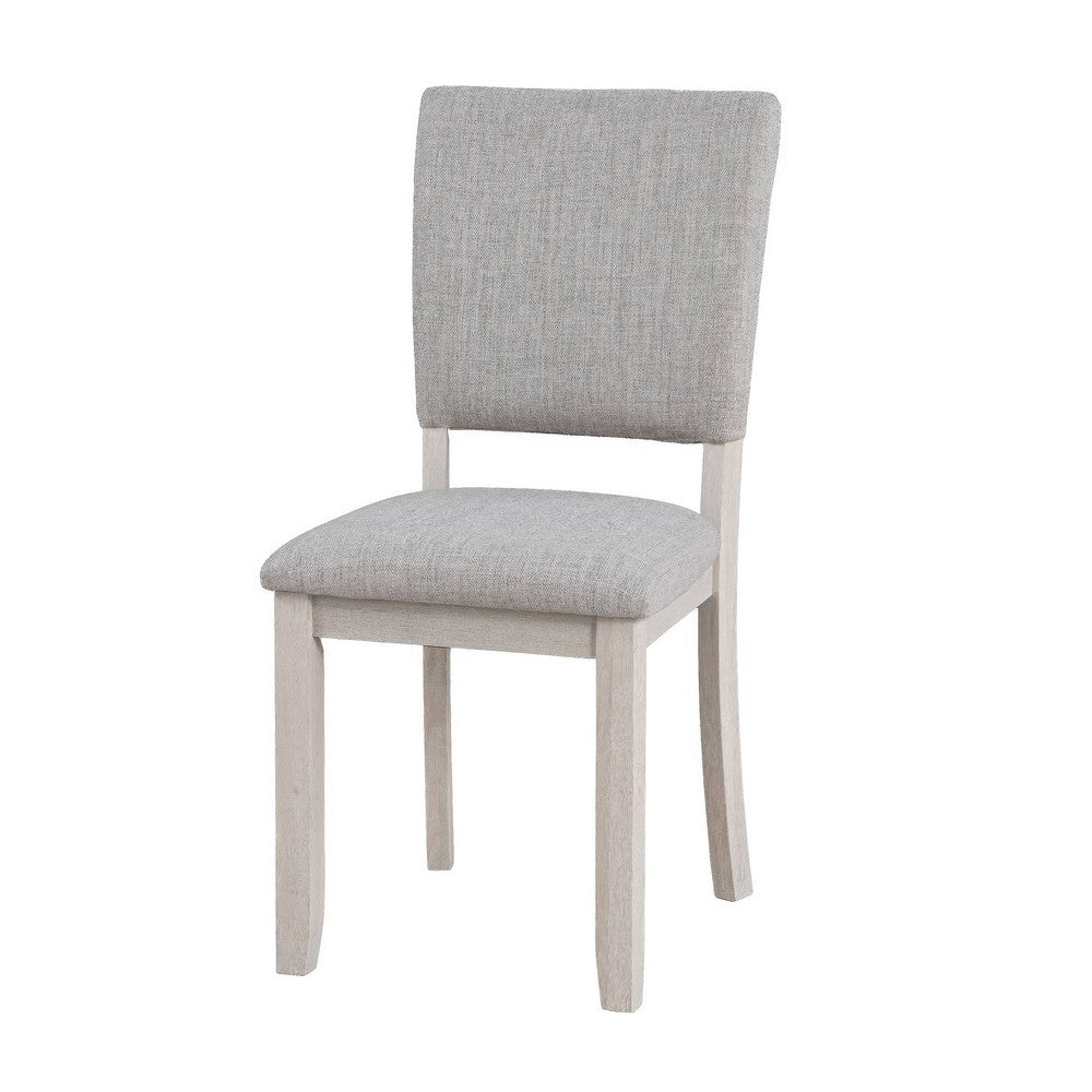 Sesa 4pc Dining Chair Set | Gray Upholstered Seat & Back | White Wood