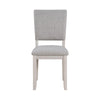 Sesa 4pc Dining Chair Set | Gray Upholstered Seat & Back | White Wood
