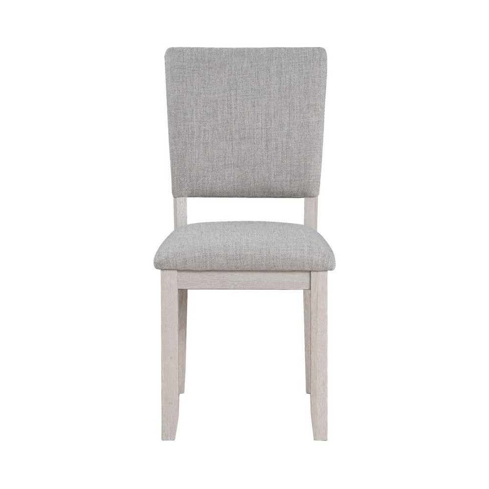 Sesa 4pc Dining Chair Set | Gray Upholstered Seat & Back | White Wood