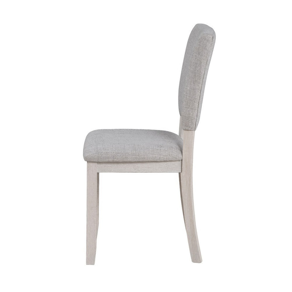 Sesa 4pc Dining Chair Set | Gray Upholstered Seat & Back | White Wood