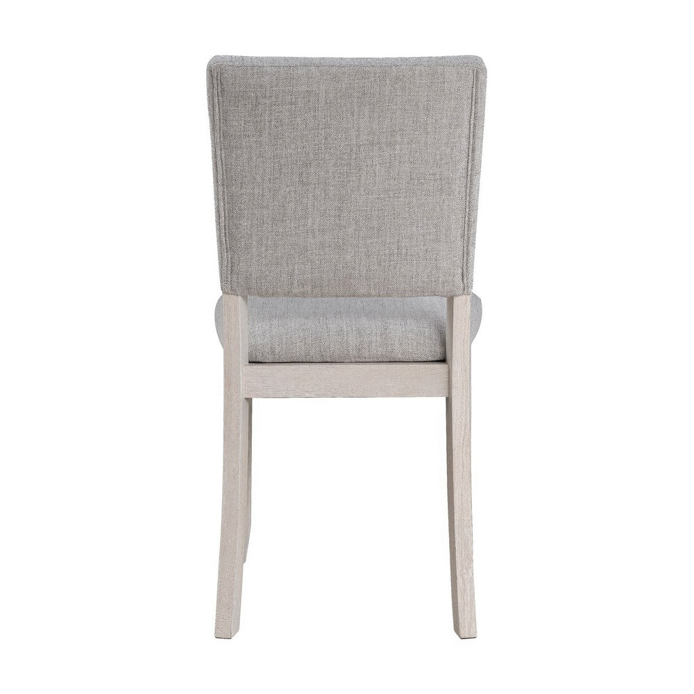 Sesa 4pc Dining Chair Set | Gray Upholstered Seat & Back | White Wood