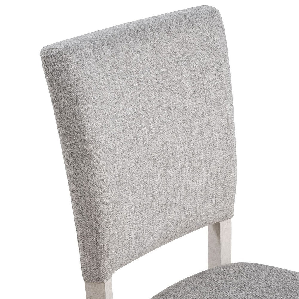 Sesa 4pc Dining Chair Set | Gray Upholstered Seat & Back | White Wood