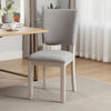 Sesa 4pc Dining Chair Set | Gray Upholstered Seat & Back | White Wood