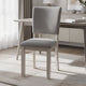 Sesa 4pc Dining Chair Set | Gray Upholstered Seat & Back | White Wood