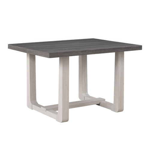 Sesa Dining Table | 48" Rectangular Top | Trestle Base | Gray & White