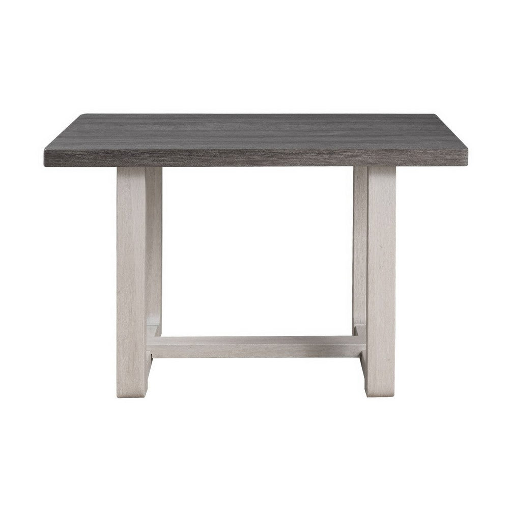 Sesa Dining Table | 48" Rectangular Top | Trestle Base | Gray & White