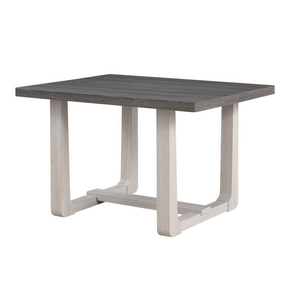 Sesa Dining Table | 48" Rectangular Top | Trestle Base | Gray & White