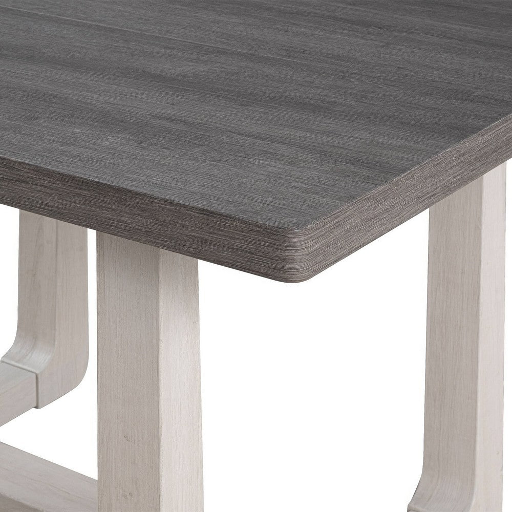 Sesa Dining Table | 48" Rectangular Top | Trestle Base | Gray & White