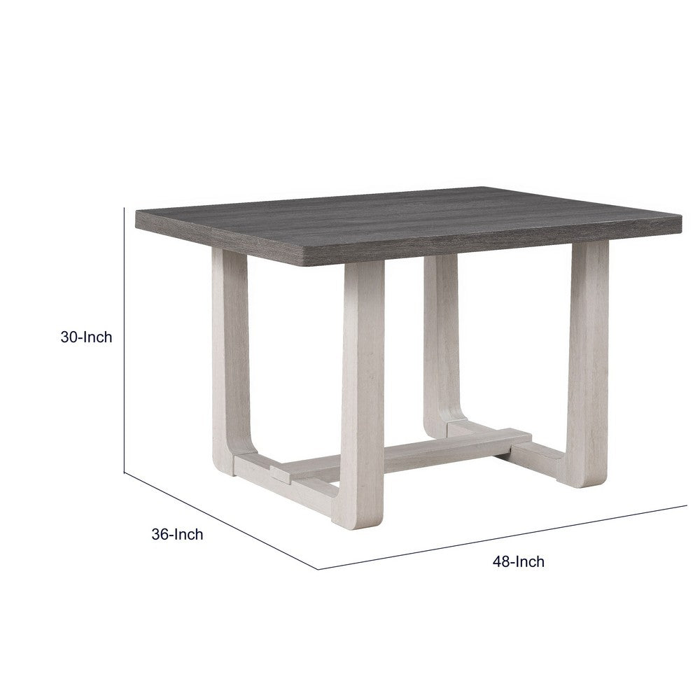 Sesa Dining Table | 48" Rectangular Top | Trestle Base | Gray & White