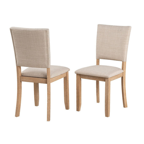 Sesa 4pc Dining Chair Set | Gray Upholstered Seat & Back | Natural Brown