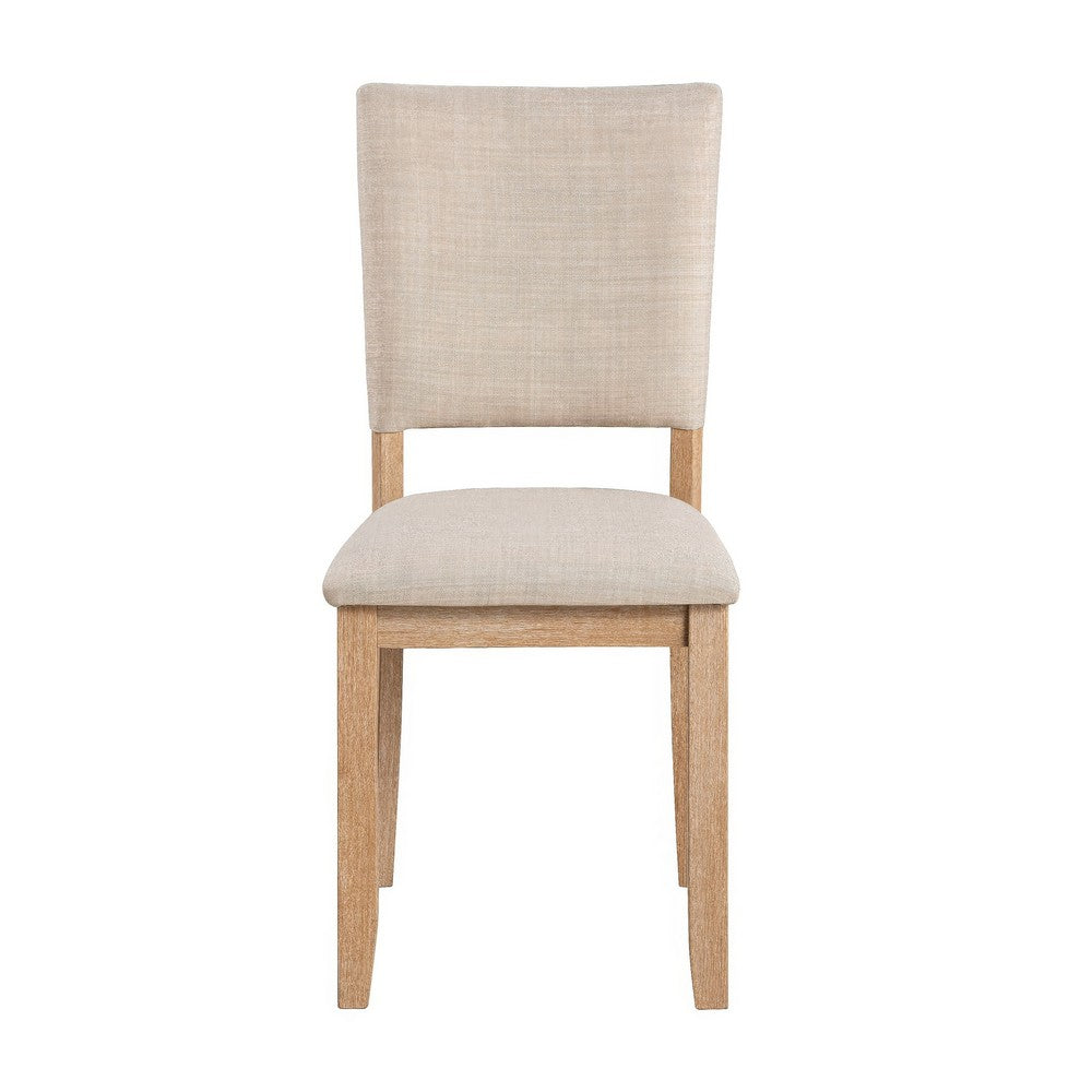 Sesa 4pc Dining Chair Set | Gray Upholstered Seat & Back | Natural Brown