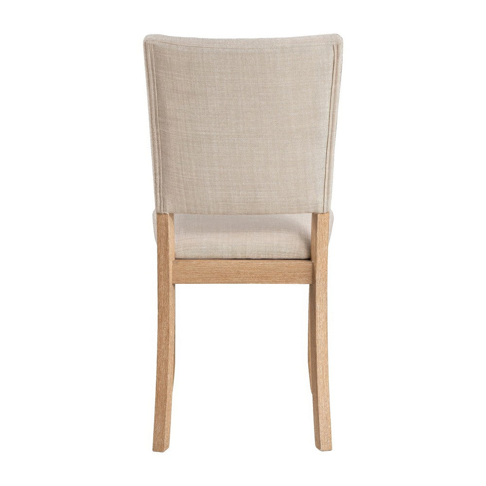 Sesa 4pc Dining Chair Set | Gray Upholstered Seat & Back | Natural Brown