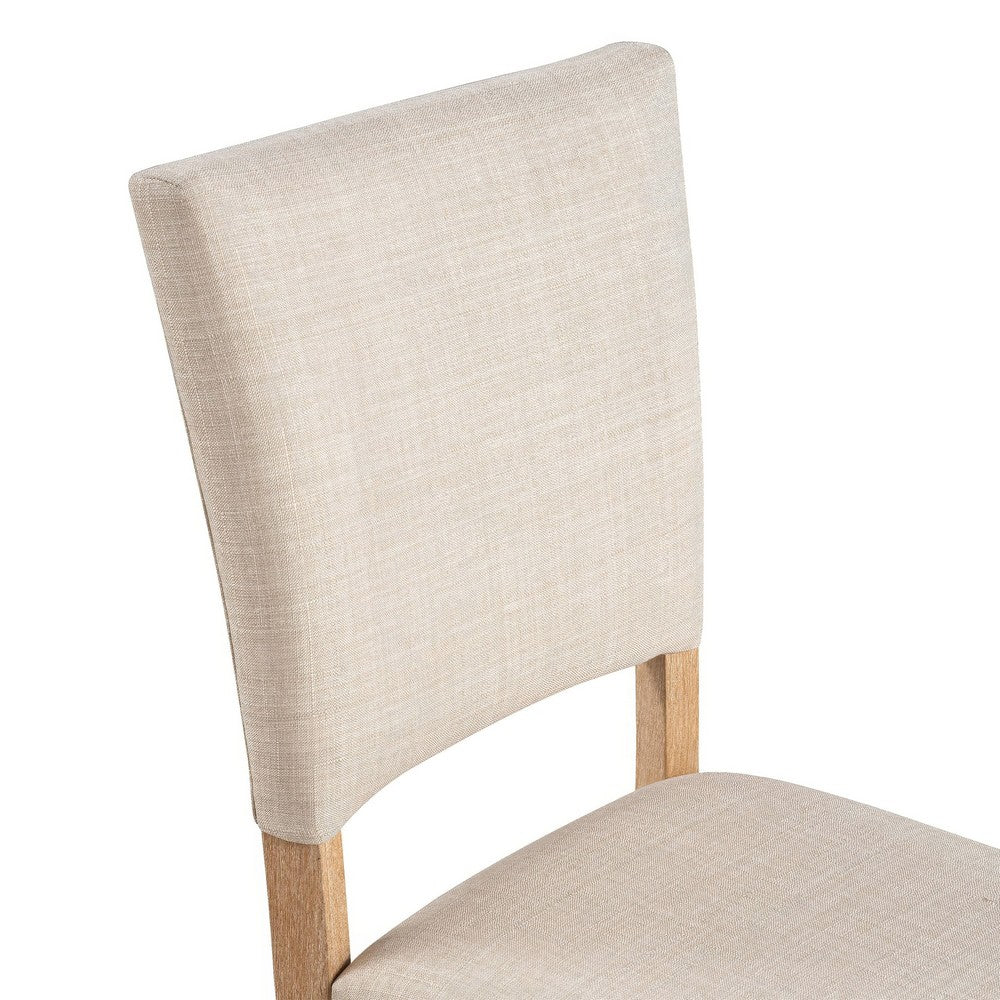 Sesa 4pc Dining Chair Set | Gray Upholstered Seat & Back | Natural Brown