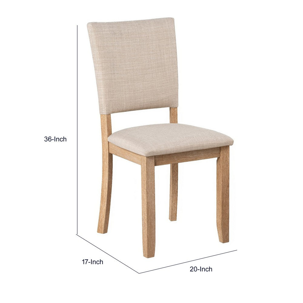 Sesa 4pc Dining Chair Set | Gray Upholstered Seat & Back | Natural Brown