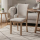 Sesa 4pc Dining Chair Set | Gray Upholstered Seat & Back | Natural Brown