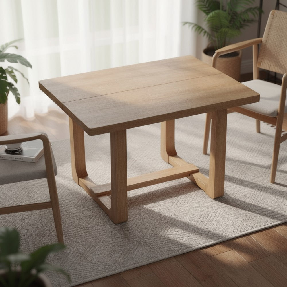 Sesa Dining Table | 48" Rectangular Top | Trestle Base | Natural Brown