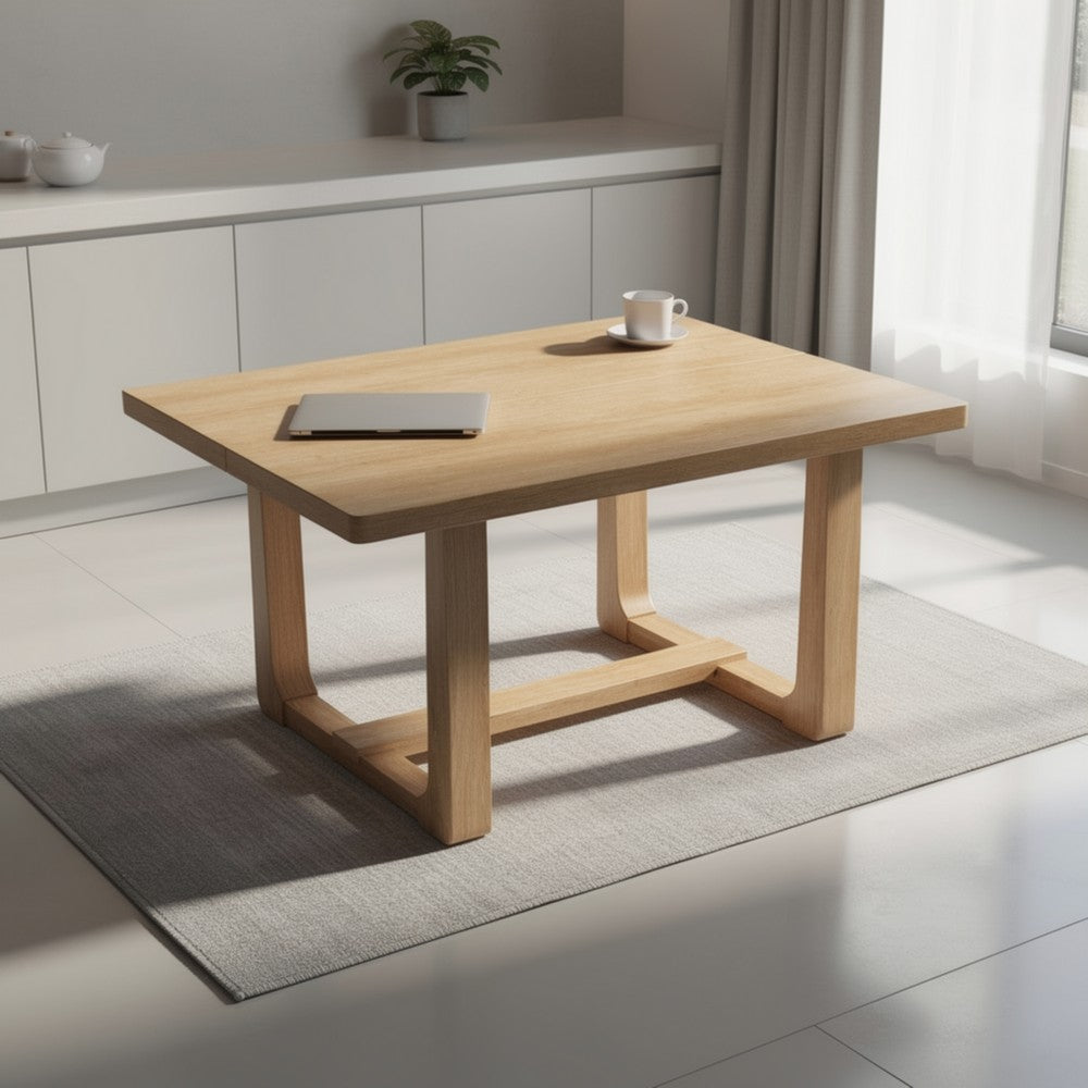 Sesa Dining Table | 48" Rectangular Top | Trestle Base | Natural Brown