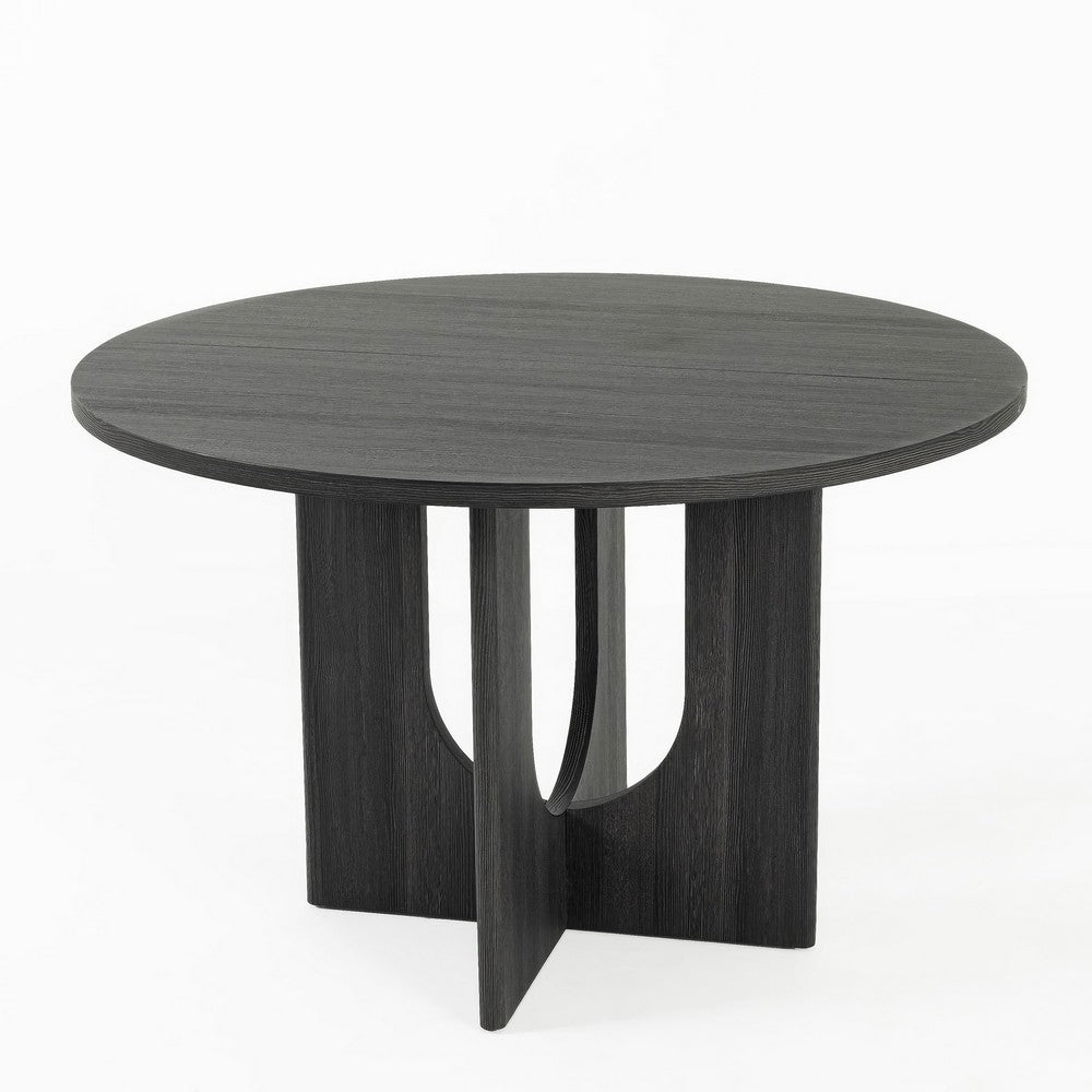 Kysa Dining Table | 47" Round Top | Cross U Pedestal Base | Dark Gray