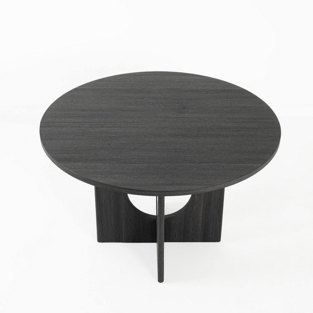 Kysa Dining Table | 47" Round Top | Cross U Pedestal Base | Dark Gray