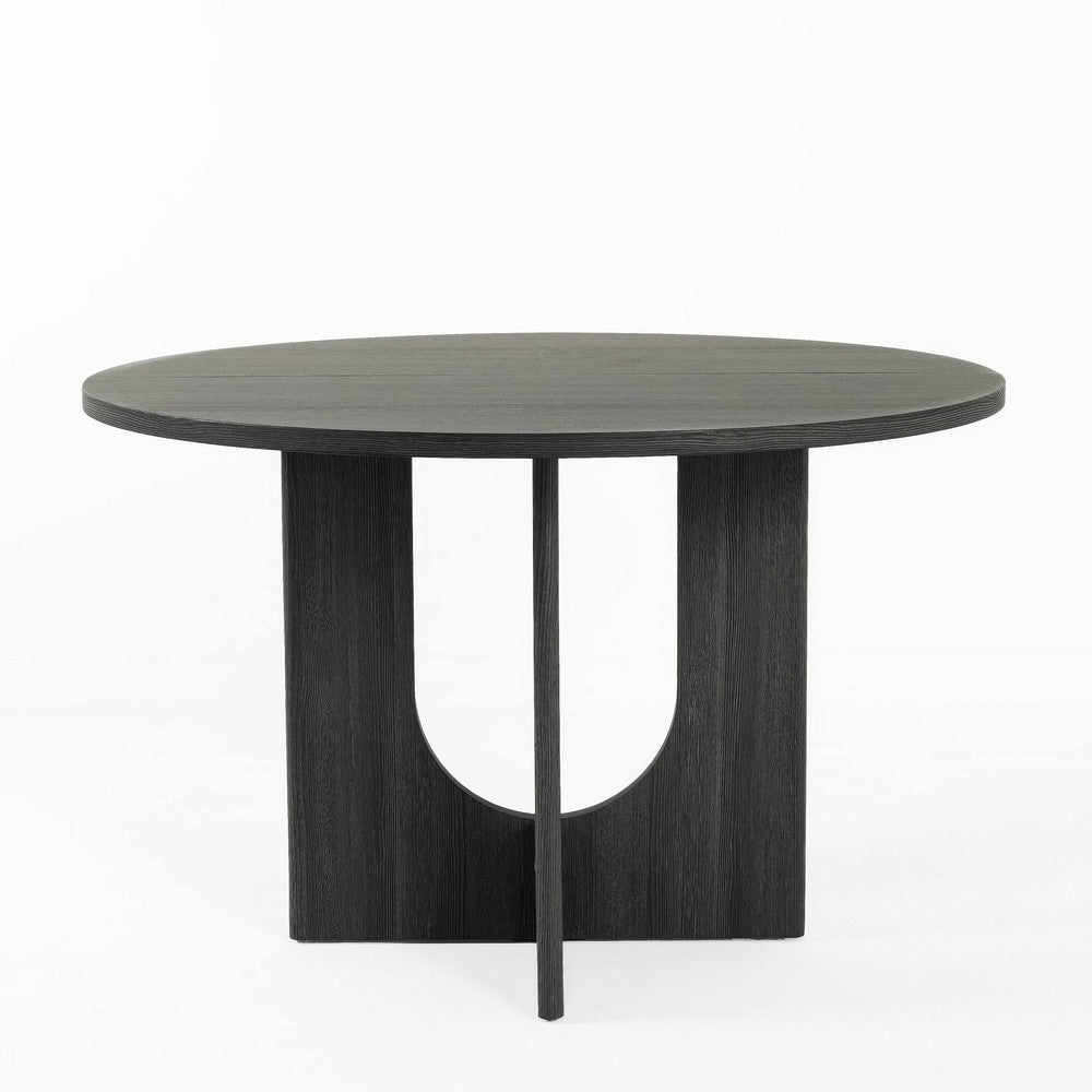 Kysa Dining Table | 47" Round Top | Cross U Pedestal Base | Dark Gray