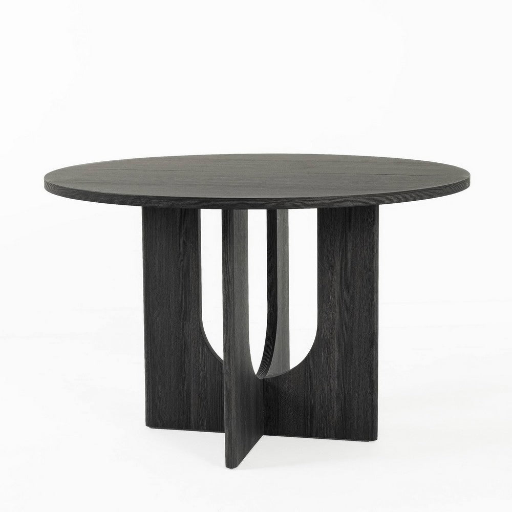 Kysa Dining Table | 47" Round Top | Cross U Pedestal Base | Dark Gray