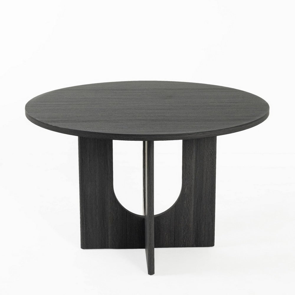 Kysa Dining Table | 47" Round Top | Cross U Pedestal Base | Dark Gray