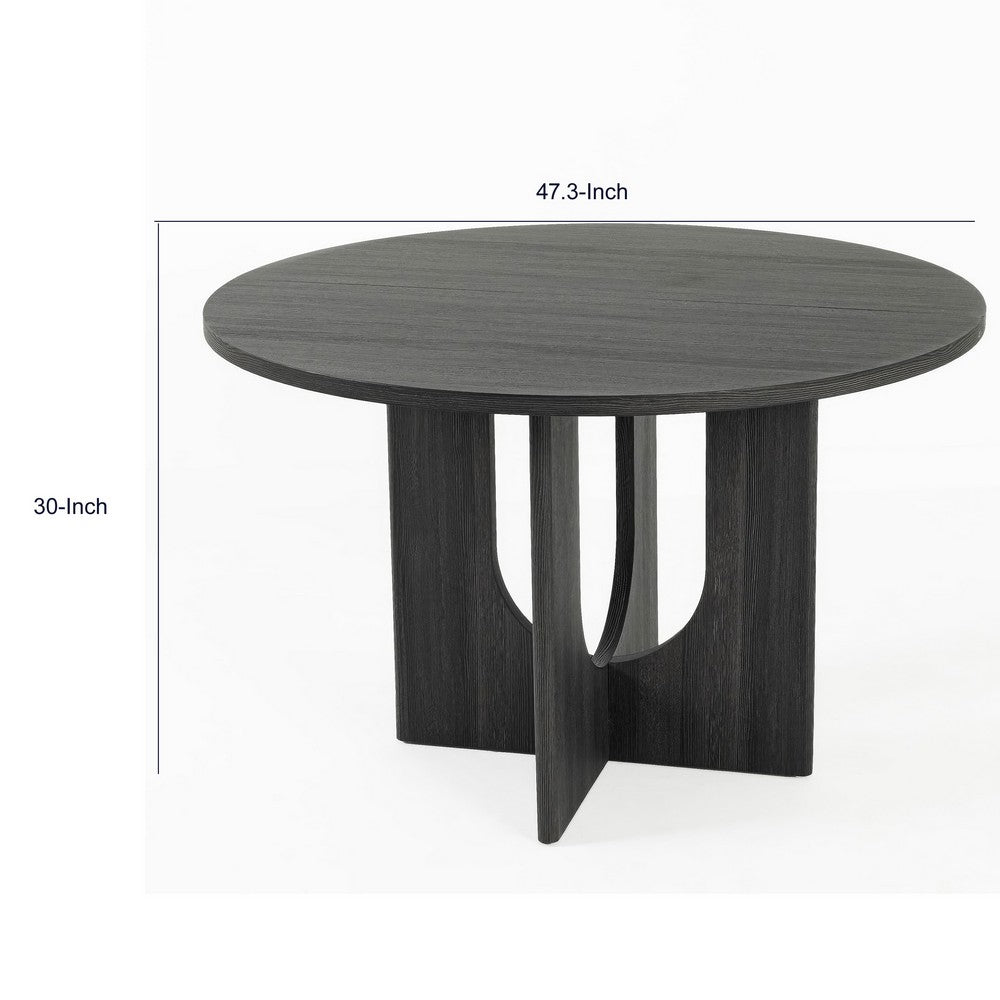Kysa Dining Table | 47" Round Top | Cross U Pedestal Base | Dark Gray