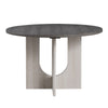 Kysa Dining Table | 47" Gray Round Top | Cross U Pedestal Base | White