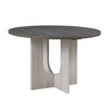 Kysa Dining Table | 47" Gray Round Top | Cross U Pedestal Base | White