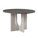Kysa Dining Table | 47" Gray Round Top | Cross U Pedestal Base | White
