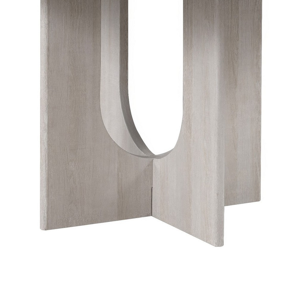 Kysa Dining Table | 47" Gray Round Top | Cross U Pedestal Base | White