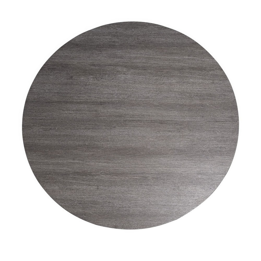 Kysa Dining Table | 47" Gray Round Top | Cross U Pedestal Base | White