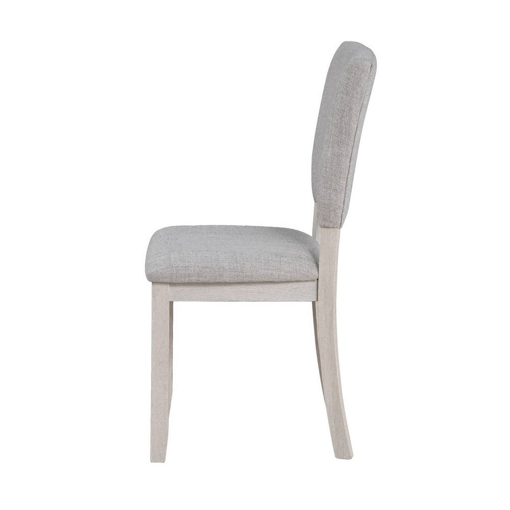 Kysa 4pc Dining Chair Set | Light Gray Upholstered Seat & Back | White