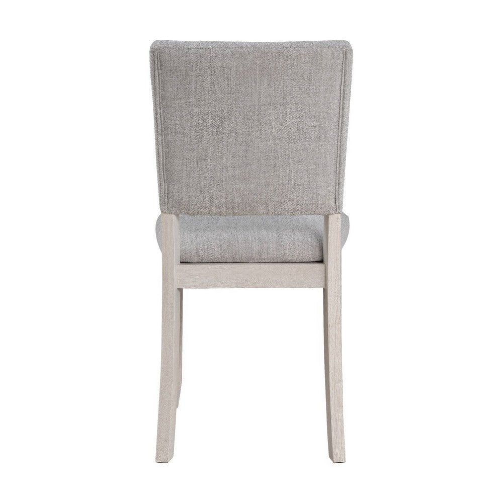 Kysa 4pc Dining Chair Set | Light Gray Upholstered Seat & Back | White