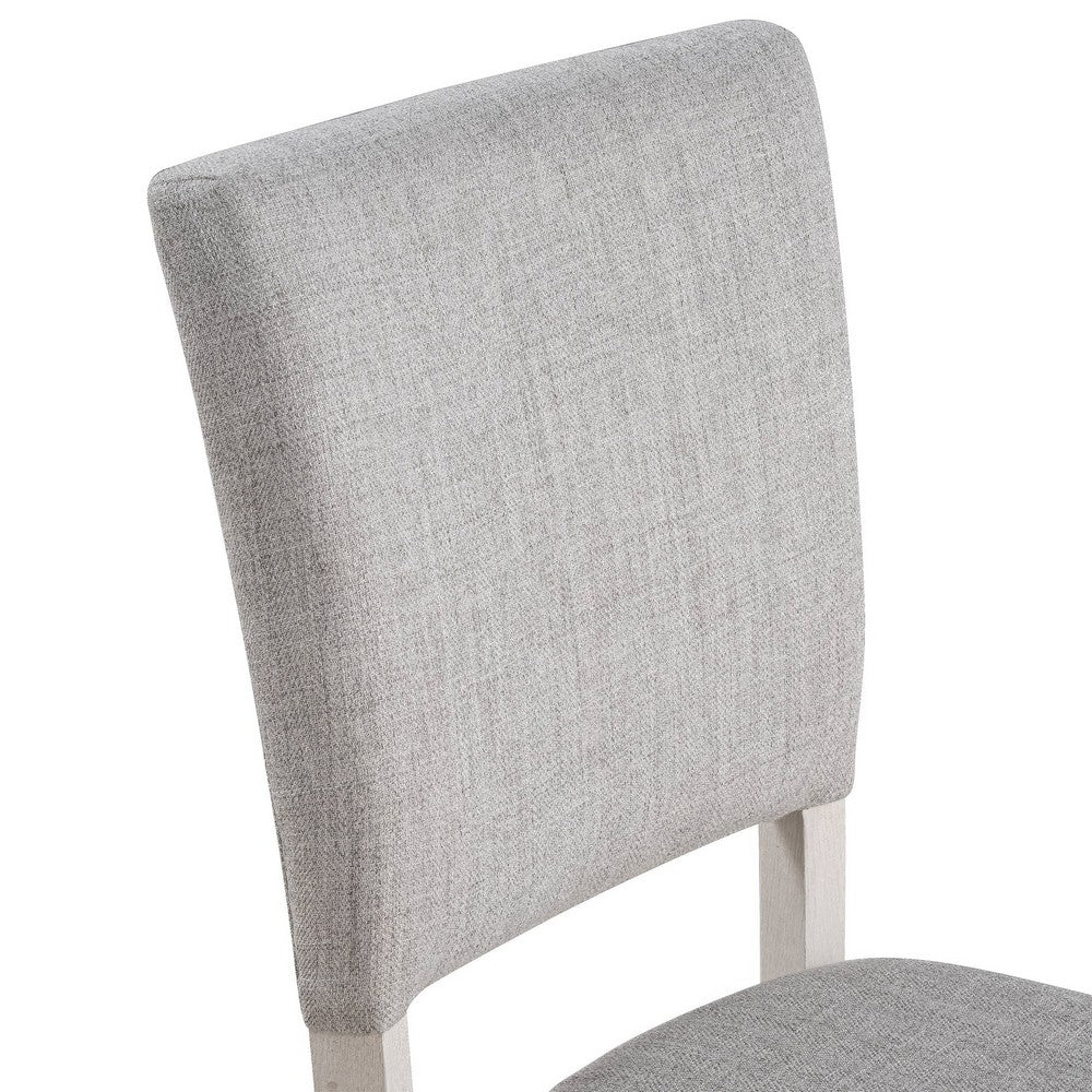 Kysa 4pc Dining Chair Set | Light Gray Upholstered Seat & Back | White