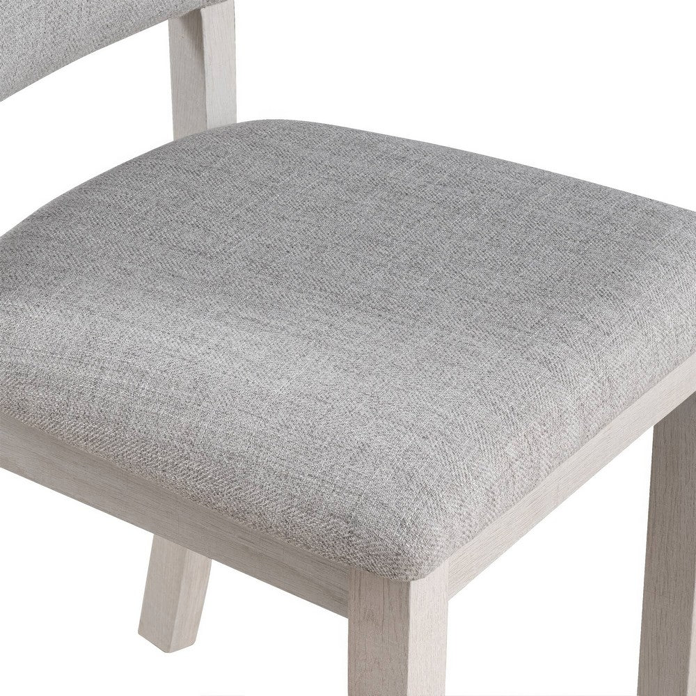 Kysa 4pc Dining Chair Set | Light Gray Upholstered Seat & Back | White